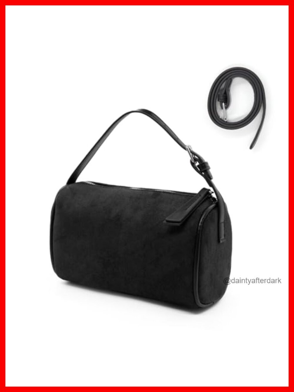 Faux Suede Barrel Crossbody Bag Small Cylinder Shoulder Purse Adjustable Strap